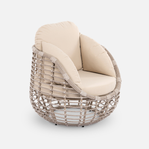 Кресло плетеное с подушками ReeHouse Lotus алюминий, искусственный ротанг, олефин ирбис, бежевый Фото 6