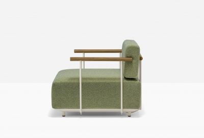 Кресло мягкое PEDRALI Arki-Sofa Plus сталь, тик, ткань бежевый, зеленый Фото 4