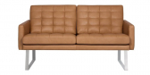 Диван прямой двухместный Профдиван Смак дерево, металл, кожа коричневый Фото 3