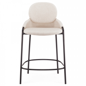 Стул полубарный с обивкой Tagliamento Lok сталь, букле черный, бежевый Фото 4