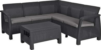 Комплект пластиковой мебели Keter Corfu Relax Set пластик с имитацией плетения графит, серый Фото 9