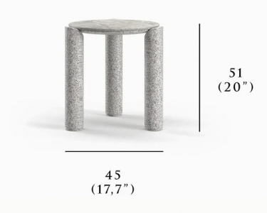 Столик кофейный каменный SNOC Lorvain Silver S песчаник, алюминий, камень серебряный, светло-серый Фото 2