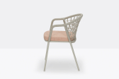 Кресло плетеное с подушкой PEDRALI Panarea сталь, роуп, ткань бежевый, розовый Фото 5