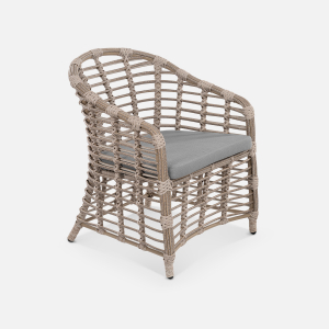 Кресло плетеное с подушкой ReeHouse Miro алюминий, искусственный ротанг, олефин ирбис, серый Фото 5