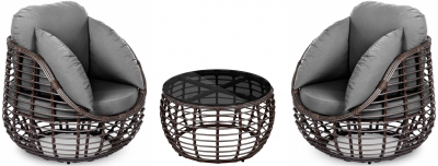 Комплект плетеной мебели ReeHouse Lotus алюминий, искусственный ротанг, олефин, стекло шоколад металлик, серый, графит Фото 1