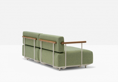 Диван двухместный с подлокотниками PEDRALI Arki-Sofa Plus алюминий, сталь, тик, ткань бежевый, зеленый Фото 7