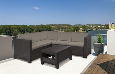 Комплект пластиковой мебели Keter Provence set with coffee table пластик с имитацией плетения графит Фото 2
