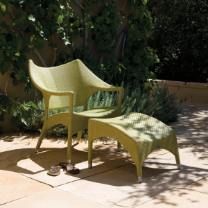 Подставка для ног плетеная JANUS et Cie Amari алюминий, искусственный ротанг бамбуковый зеленый Фото 18