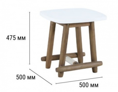 Столик каменный кофейный Tagliamento Apoyo акация, искусственный камень Cement грецкий орех, белый Фото 2
