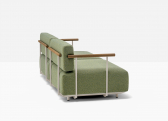 Диван двухместный с подлокотниками PEDRALI Arki-Sofa Plus алюминий, сталь, тик, ткань бежевый, зеленый Фото 6