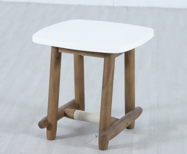 Столик каменный кофейный Tagliamento Apoyo акация, искусственный камень Cement грецкий орех, белый Фото 6