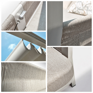 Шатер с лежаками Higold Borromeo алюминий, роуп, олефин бежевый, светло-серый Фото 5