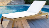 Шезлонг-лежак деревянный с матрасом Tagliamento Jack тик, ткань натуральный Фото 3
