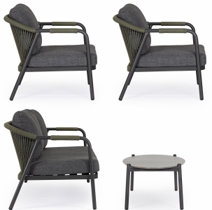 Комплект металлической лаунж мебели Garden Relax Miravet алюминий, роуп, ткань, натуральный камень антрацит, зеленый, светлый Фото 6