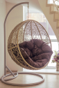 Кресло подвесное плетеное с подушкой ReeHouse Arba оцинкованная сталь, искусственный ротанг, ткань Фото 1