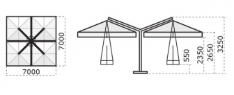 Зонт профессиональный четырехкупольный 7х7 м-thumbs-Фото3