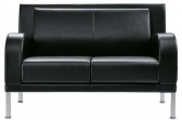 Диван прямой двухместный Профдиван Кристел дерево, металл, кожа черный Фото 1