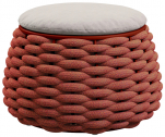Пуф-столик плетеный с подушкой Tagliamento Pouf алюминий, роуп, акрил терракотовый, светло-бежевый Фото 4