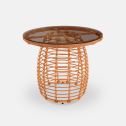 Стол плетеный обеденный ReeHouse Lotus алюминий, искусственный ротанг, стекло индийское дерево, бронза Фото 5