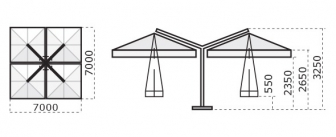 Зонт профессиональный четырехкупольный 7х7 м-thumbs-Фото3