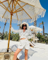 Зонт профессиональный Ø2.5 м Scolaro Palladio Boho дерево ироко, полиэфирный шнур натуральный, слоновая кость Фото 6
