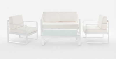 Комплект мягкой мебели Grattoni Capri алюминий, стекло, олефин белый, светло-серый Фото 7