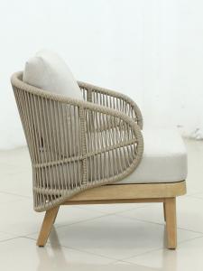 Кресло лаунж плетеное с подушками Tagliamento Mali эвкалипт, роуп, полиэстер натуральный Фото 3