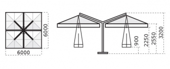 Зонт профессиональный четырехкупольный 6х6 м-thumbs-Фото3