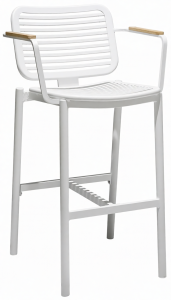 Кресло барное с подушкой Tagliamento Armona алюминий, тик, акрил белый, терракотовый Фото 7