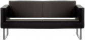 Диван прямой двухместный Профдиван Орбис дерево, металл, кожа черный Фото 1