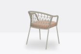 Кресло плетеное с подушкой PEDRALI Panarea сталь, роуп, ткань бежевый, розовый Фото 6