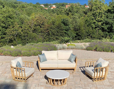 Столик каменный кофейный Tagliamento Woodland эвкалипт, искусственный камень Terazzo натуральный, белый Фото 30