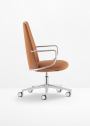 Кресло офисное на колесах PEDRALI Elinor алюминий, кожа, пенополиуретан полированный алюминиевый, коричневый Фото 5
