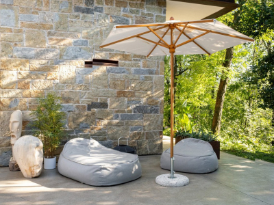 Зонт профессиональный диаметром 2.5 м Scolaro Palladio Standard дерево ироко, акрил натуральный, слоновая кость Фото 1