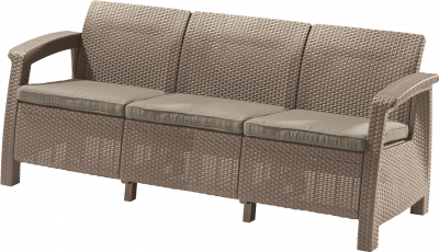 Диван пластиковый Keter Corfu Love Seat Max пластик с имитацией плетения капучино Фото 1