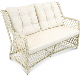 Диван двухместный плетеный с подушками ReeHouse Titulo алюминий, искусственный ротанг, олефин доминикана, светло-бежевый Фото 1