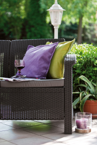 Диван пластиковый Keter Corfu Love Seat Max пластик с имитацией плетения коричневый Фото 5