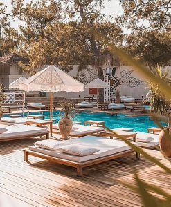 Зонт профессиональный Ø2.5 м Scolaro Palladio Boho дерево ироко, полиэфирный шнур натуральный, слоновая кость Фото 15