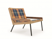Кресло лаунж с обивкой Ethimo Allaperto Mountain Tartan ткань Ethitex, тик, металл клетка Фото 14