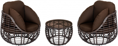 Комплект плетеной мебели ReeHouse Lotus алюминий, искусственный ротанг, олефин, стекло шоколад металлик, коричневый, бронза Фото 1