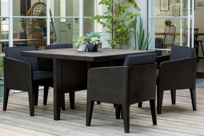 Комплект пластиковой мебели Keter Columbia set 5 pcs пластик с имитацией плетения графит Фото 1