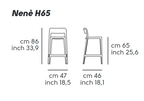 Стул полубарный пластиковый Nene H65 PP