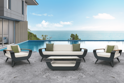 Комплект металлической лаунж мебели Bomonti Breeze алюминий, ироко, ткань Фото 10