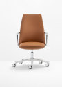 Кресло офисное на колесах PEDRALI Elinor алюминий, кожа, пенополиуретан полированный алюминиевый, коричневый Фото 4