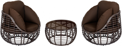 Комплект плетеной мебели ReeHouse Lotus алюминий, искусственный ротанг, олефин, стекло шоколад металлик, коричневый, бронза Фото 1