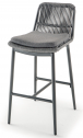Стул плетеный барный с подушкой Grattoni Como алюминий, роуп, олефин антрацит, темно-серый Фото 1