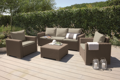 Комплект пластиковой мебели Keter California 3 seater set пластик с имитацией плетения капучино, песочный Фото 2