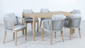 Комплект обеденной мебели на 6 персон Tagliamento Veneto акация, роуп, олефин светлый тик, серый Фото 4