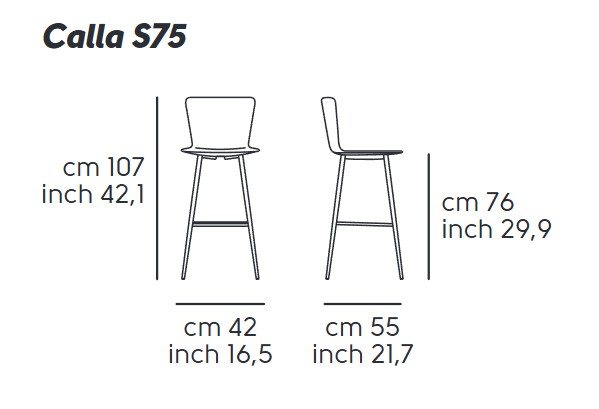Стул барный пластиковый Calla S75 M PP