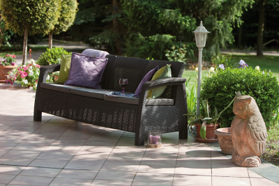 Диван пластиковый Keter Corfu Love Seat Max пластик с имитацией плетения графит Фото 4